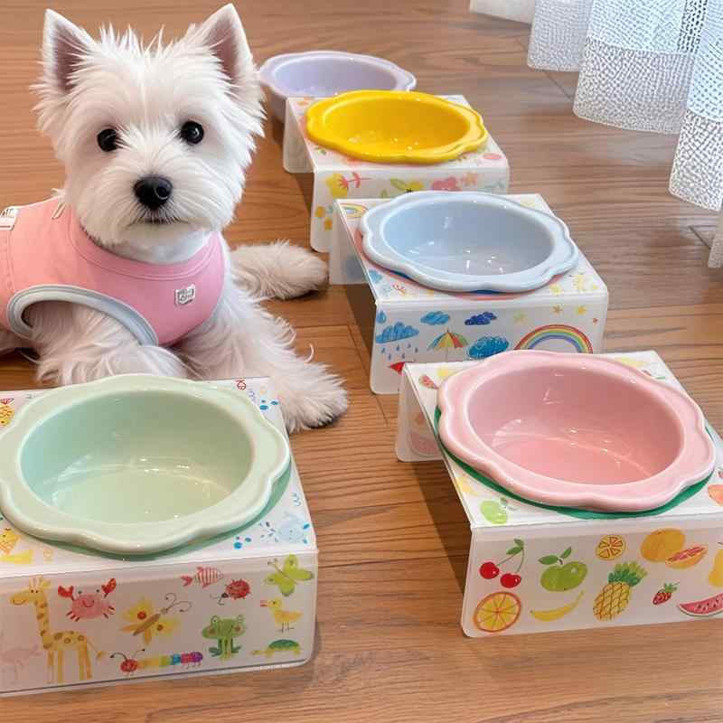 吐き戻し防止 負担軽減 食べやすい 水分補給 猫用 ボウル フード ペット用 セラミック製 犬用 ボウル 猫用 ライス 飲料 水 アクリル製 高床 式 リッジ 保護 転倒 防止用 ダイニング テーブル