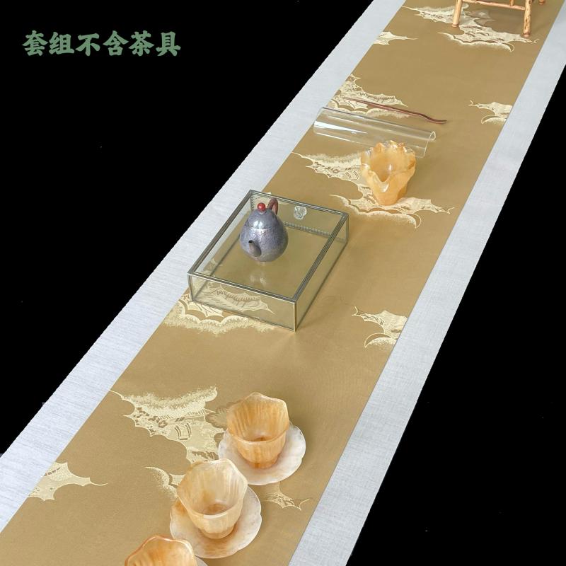 おしゃれ 華やか 光沢感 テーブル ランナー おしゃれ 雲 霞 翠 軒 錦織 茶器 セット 新 中国 禅 テーブル ランナー 吸水性 茶 旗 西陣織 卓 布 マット|バランスケア 店