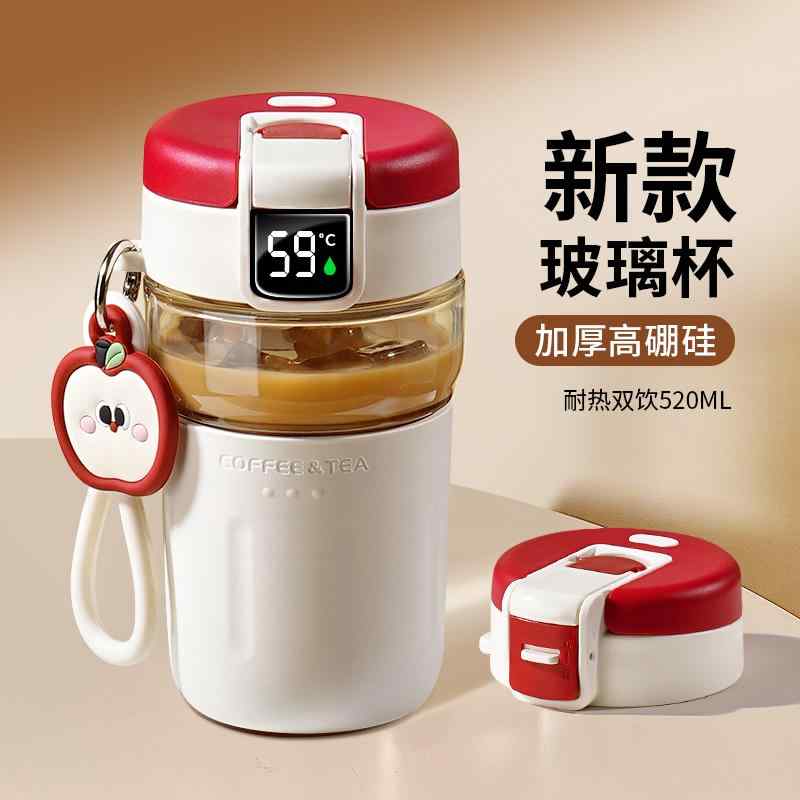 容量 おしゃれ タンブラー こぼれにくい コップ　ウォーターカップ 見た目の 価値が 高さ 女の子向け ガラス カップ 2025年 新型 ストロー コーヒー ポータブル オフィス ティーカップ