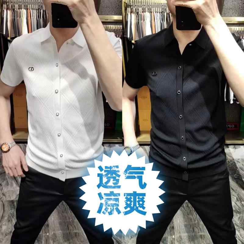 冷感 防シワ クール ひんやり 涼しい Tシャツ メンズ セットアップ 6520 夏 メンズ 半袖 Tシャツ ニット ビジネス Yilite トップス シンプル ファッション シャツ