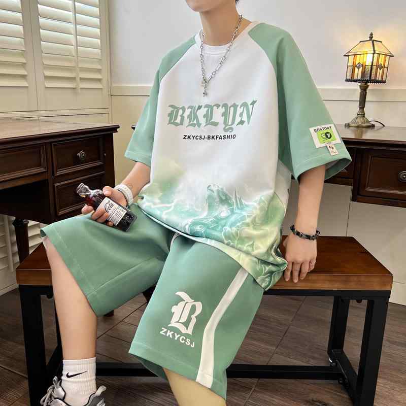 冷感 防シワ クール ひんやり 涼しい メンズ　Tシャツ　セットアップ 13 中高 生 半袖 Tシャツ 男子 12 ～ 15歳の ティーンエイジャー おしゃれで 14 年長児 サマー スーツ 16