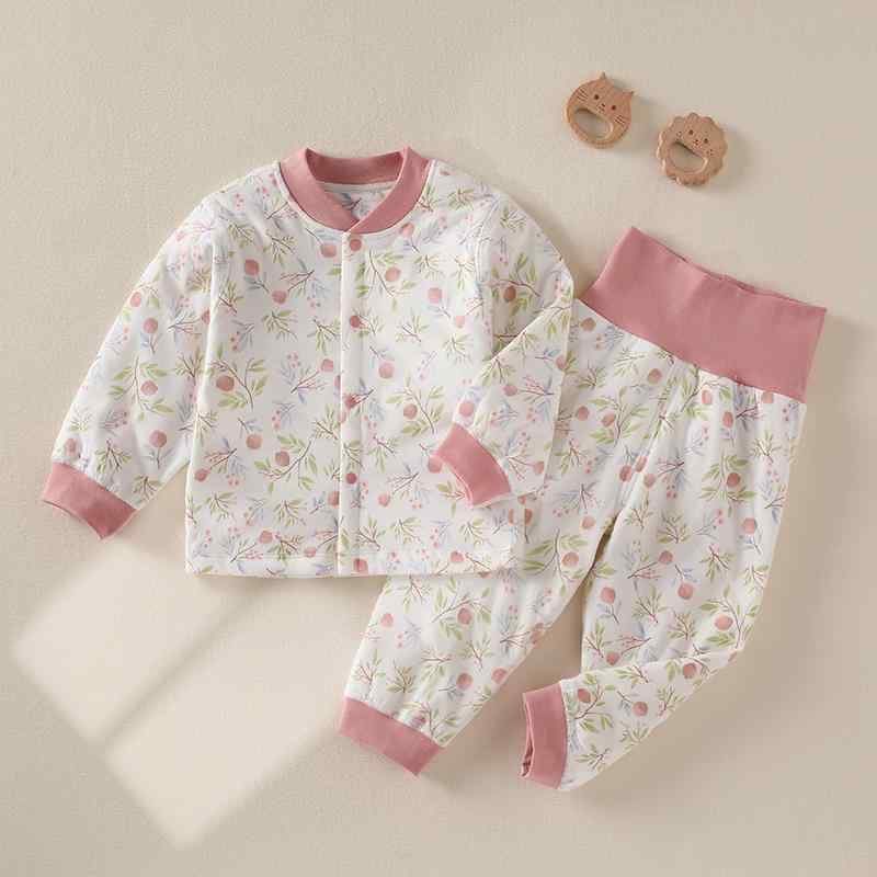 おしゃれ かわいい 子ども服 ルームウェア 部屋着 防寒 ベビー服　春秋 ベビー 服 秋冬 薄手 コットン 40 g スーツ 綿 ハイウエスト 腹 保護 ホーム 冬 暖かい