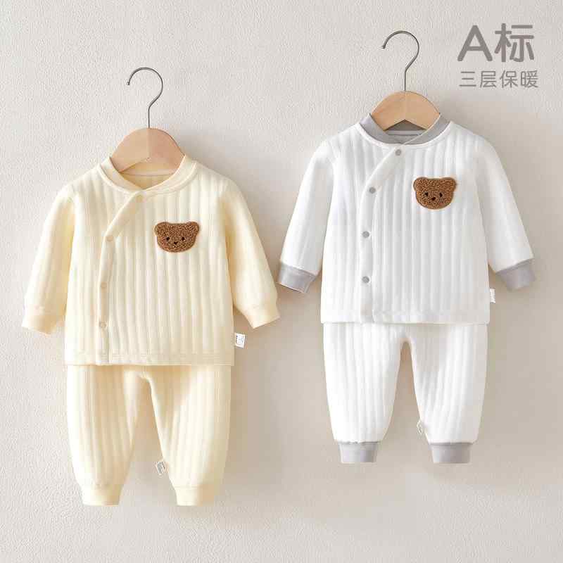 おしゃれ かわいい 子ども服 ルームウェア 部屋着 防寒 ベビー服　春秋 ベビー 服 秋冬 ハイウエスト お腹 保護 暖かい キルティング パジャマ 新生児 綿 インナーウェア 秋 下着 スーツ