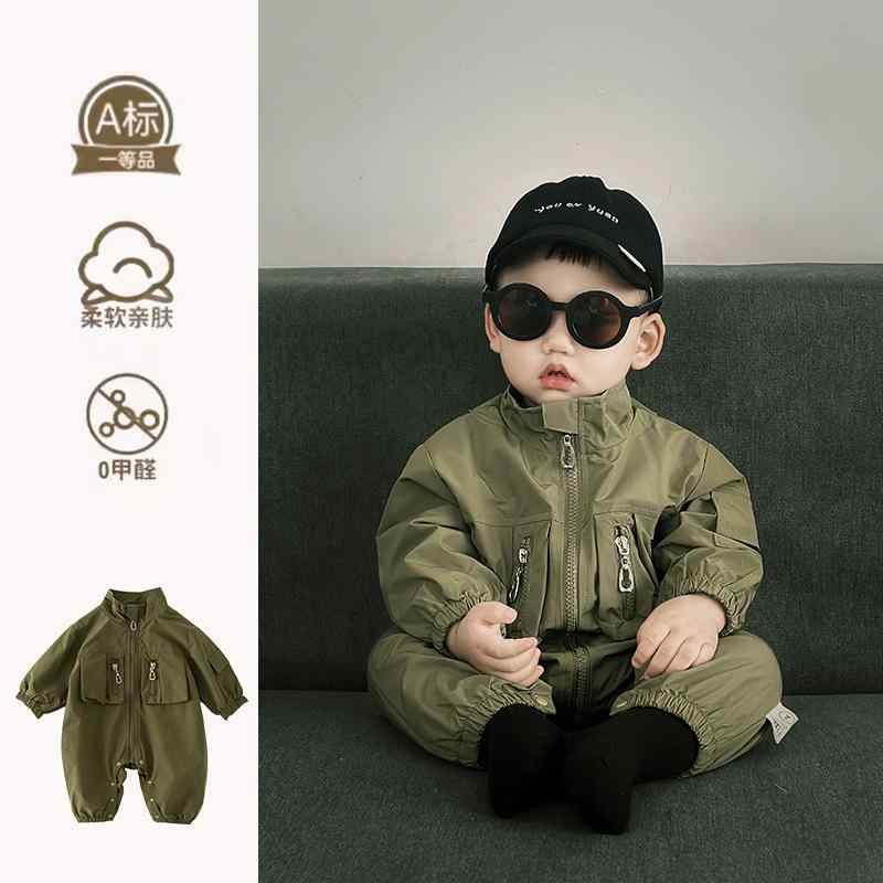 おしゃれ かわいい 子ども服 ルームウェア 部屋着 防寒 ベビー服　春秋 クールな 100日 ベビー 服 春 ジャンプスーツ ワークウェア スタイル フルヶ月 春服 新生児用 パーカー お出かけ用
