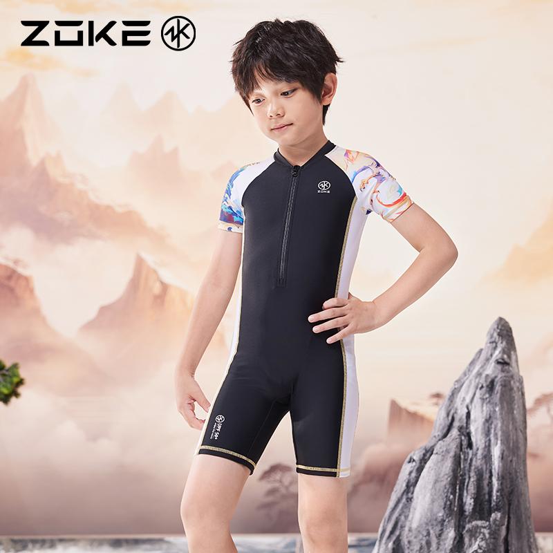 フリル スイムウェア キッズ 水遊び ラッシュガード 水着　子供用　かわいい ZOKE 子供用 水着 ワンピース ボクサー プロ 水泳 トレーニング Zoke Zhongdatong 速乾 日焼け防止 ボーイズ スーツ｜バランスケア　店
