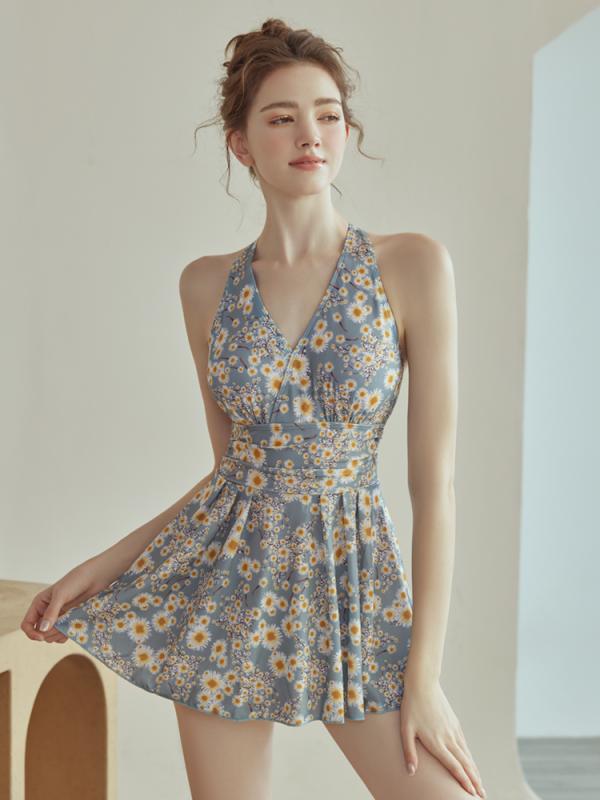 かわいい 大人 洋服みたい 盛れる 女性用 レディース 水着 スイムウェア 温泉 ワンピース オールインワン ぽっちゃり女子 体型カバー 細見え 着痩せ