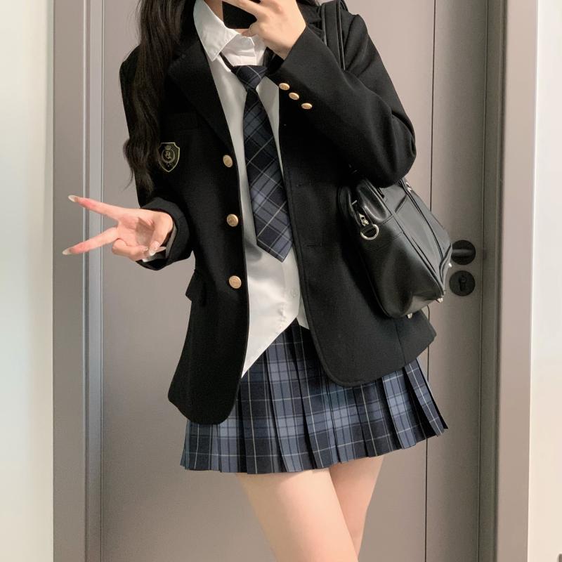 衣装 かわいい 仮装 セクシー レディース　制服　スーツ Shengyan High JK スーツ ジャケット 女性用 スクール 用品 カレッジ スタイル 3つ ボタン ブラック 制服