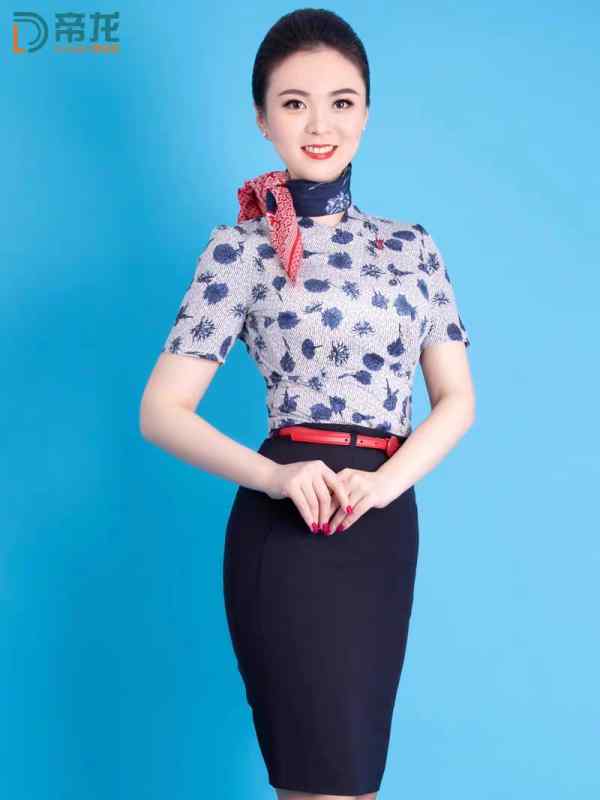 衣装 かわいい 仮装 セクシー レディース　制服　スーツ 中国 東方 航空の スチュワーデスの 制服 プロ スーツ 高級 ワークシャツ 女性用 花柄 レトロ シャツ 客室 乗務 員の 作業着