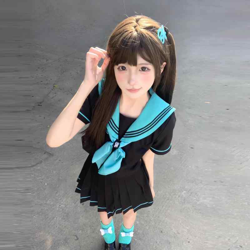 衣装 かわいい 仮装 セクシー レディース　制服　スーツ 【 青本 絵画】 ナナ 制服 JK セーラー 服 和風 学校 用品 象徴 カレッジ 風 ベーシック スカート スーツ