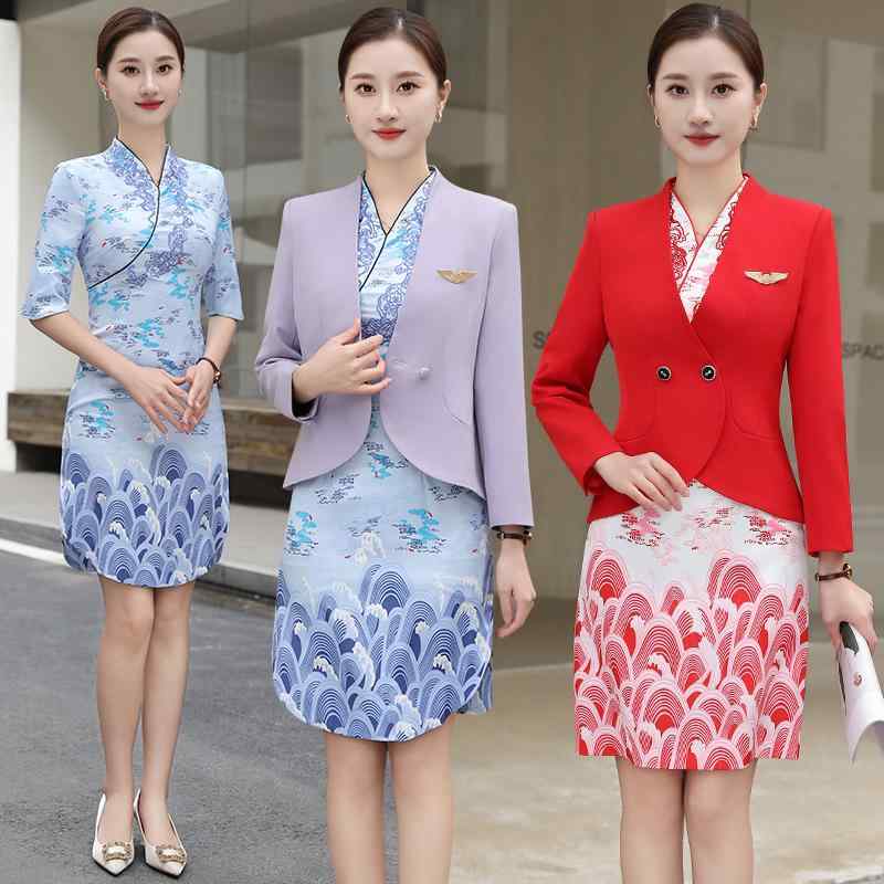 衣装 かわいい 仮装 セクシー レディース　制服　スーツ 秋冬 海南 航空 スチュワーデス 制服 ホテル フロント 受付 エチケット チャイナ ドレス 美容 部 作業着