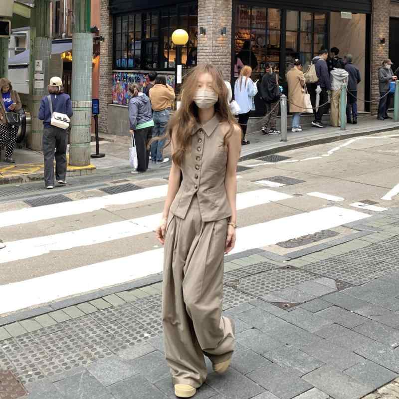オシャレ カワイイ 分かりやすい 成年者カワイイ 背広 背広 レディース Xxiiuu か細い 背広 冷ややかさ 肩部 ノースリーブ より良い いの一番 心地よい 広広とした レッグ ズボン下 ズボン 背広