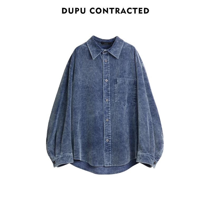 オシャレ ゆったり 暖かい メンズ カジュアル ジャケット DUPU CONTRACTED ウォッシュド コーデュロイ 長袖 シャツ メンズ レトロ 縦縞 ベルベット ストライプ 色褪せ 通気性 快適