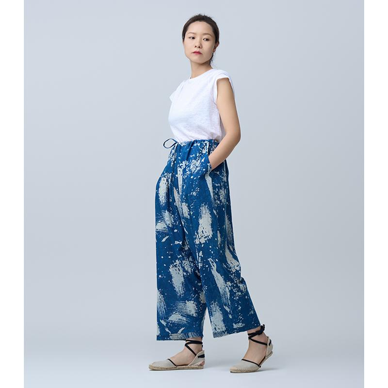 花柄 ゆったり 好いたらしいめ 心地好い メンズ 心地好い 上衣 Nanbai / ロング ステープル 綿織物 御手々刷り上げる 青み 染め クロッチ 落っこちる スリミング レディース心地好い ヒッピー トルコ ズボン下