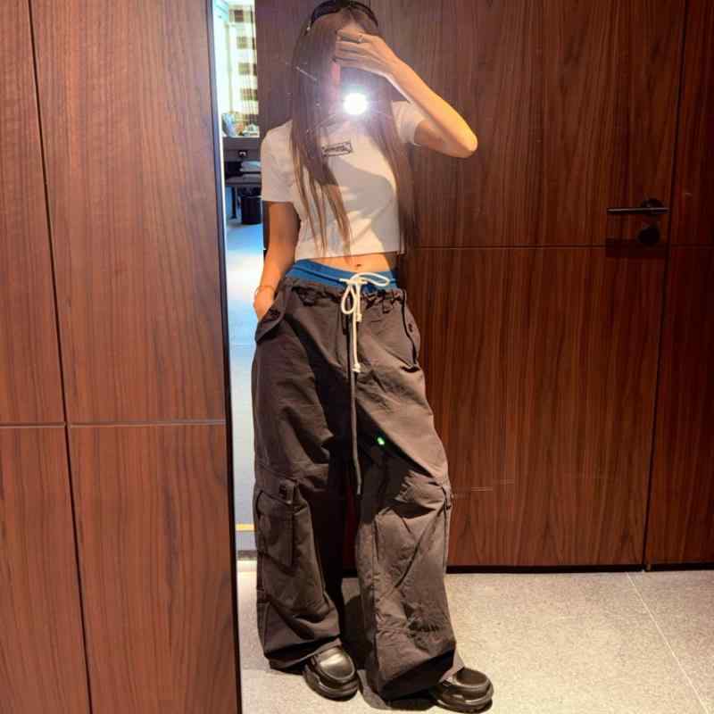 かっこいい カジュアル ゆったり カーゴパンツ　メンズ　レディース おお Me Tell Jennie Jin Zhini Same Style ロースト リング マルチ ポケット アウターウェア カジュアル オーバー オール