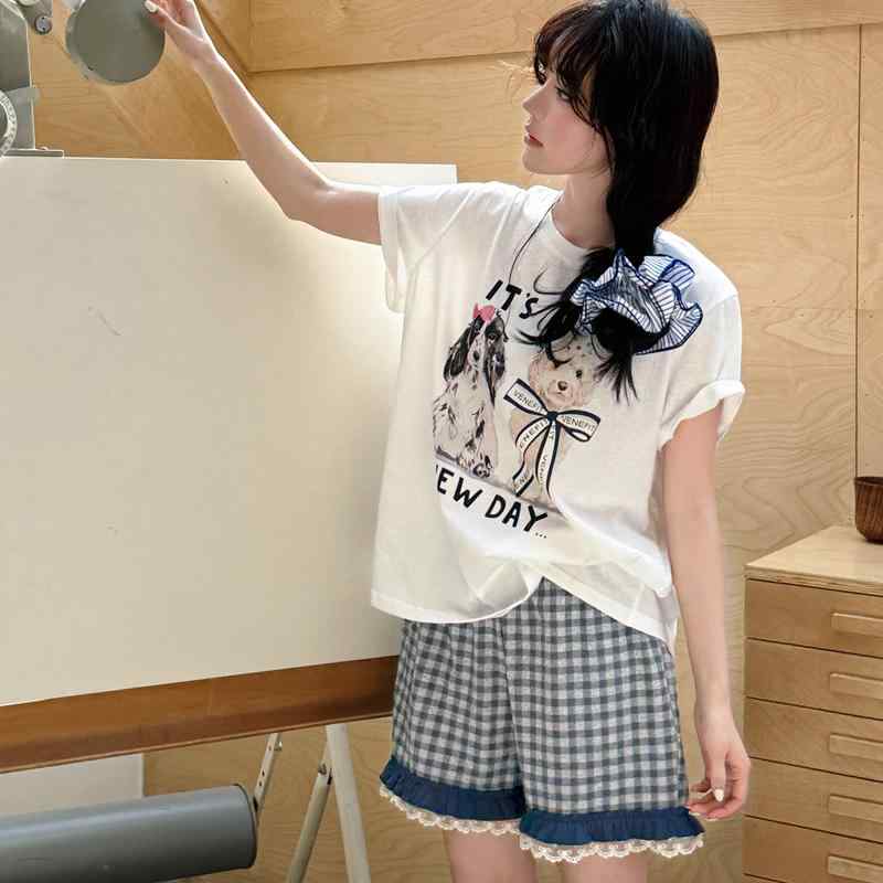 もこもこ ルームウェア 暖かい かわいい パジャマ　レディース　かわいい Gill Aimar ベア パジャマ レディース 夏用 半袖 ショート パンツ かっこいい 犬 蝶 結び ホームウェア セット