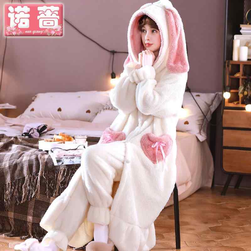 もこもこ ルームウェア 暖かい かわいい パジャマ レディース かわいい 冬 フランネル パジャマ レディース スーツ かわいい 裏起毛 厚手 ロング ネグリジェ 秋冬 コーラル 裏起毛 暖かい 家庭 服