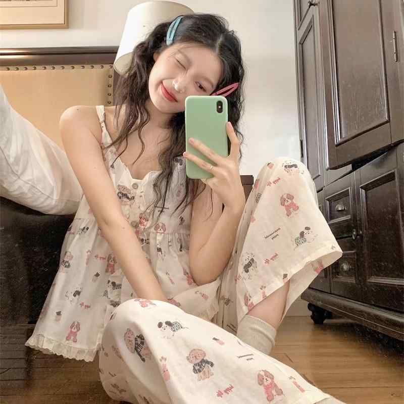 もこもこ ルームウェア 暖かい かわいい パジャマ　レディース　かわいい 夏の 甘くて かわいい の スリング 綿糸 パジャマ レディース 女の子は 屋外の 家の 服の スーツを 着る ことが できます