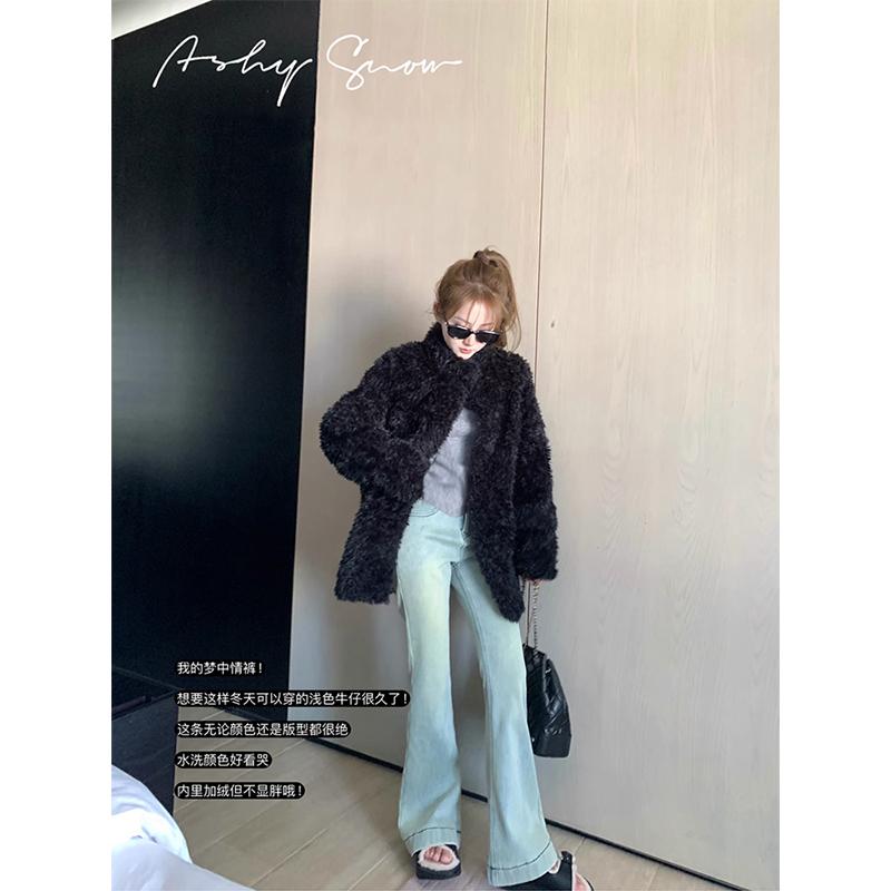 マタニティ服 美脚 脚長 部屋着 妊婦服 妊婦用　パンツ　レギンス 夢の パンツ 秋冬 アウターウェアと して 着用 される 妊婦用 ベルベット 素材で 厚みが あり やや フレア 感の ある お腹 周りを カバー できる デニムパンツ 伸縮性の 春 着
