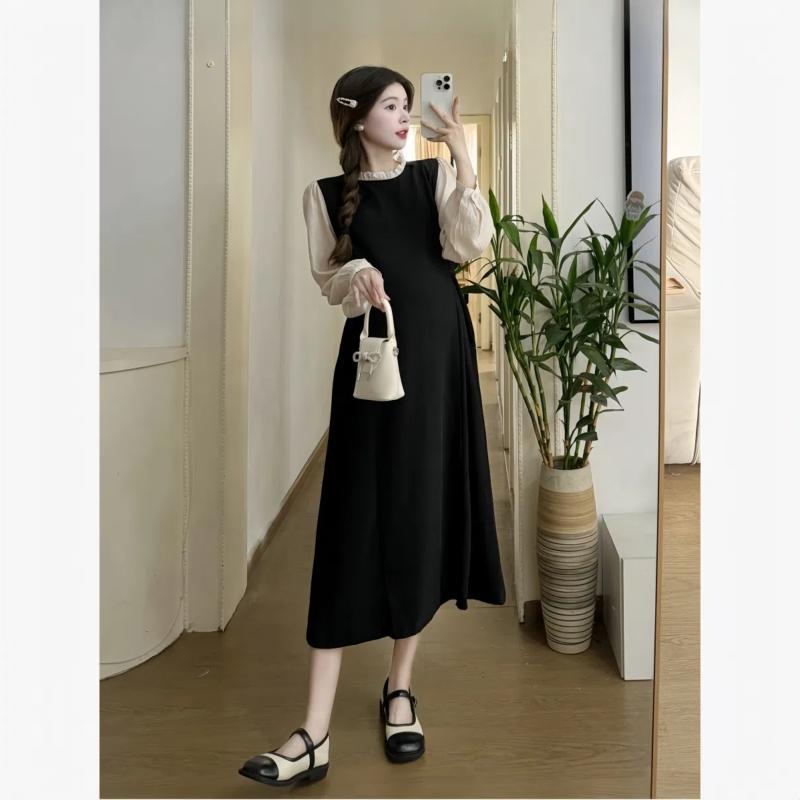 マタニティ服 美脚 脚長 部屋着 ゆったり マタニティ　パンツ　レギンス フランスの 高級 フェイク ツーピース マタニティドレス 春秋 2025 ゆったり した 大きいサイズ 長い 小さい 黒い スカート