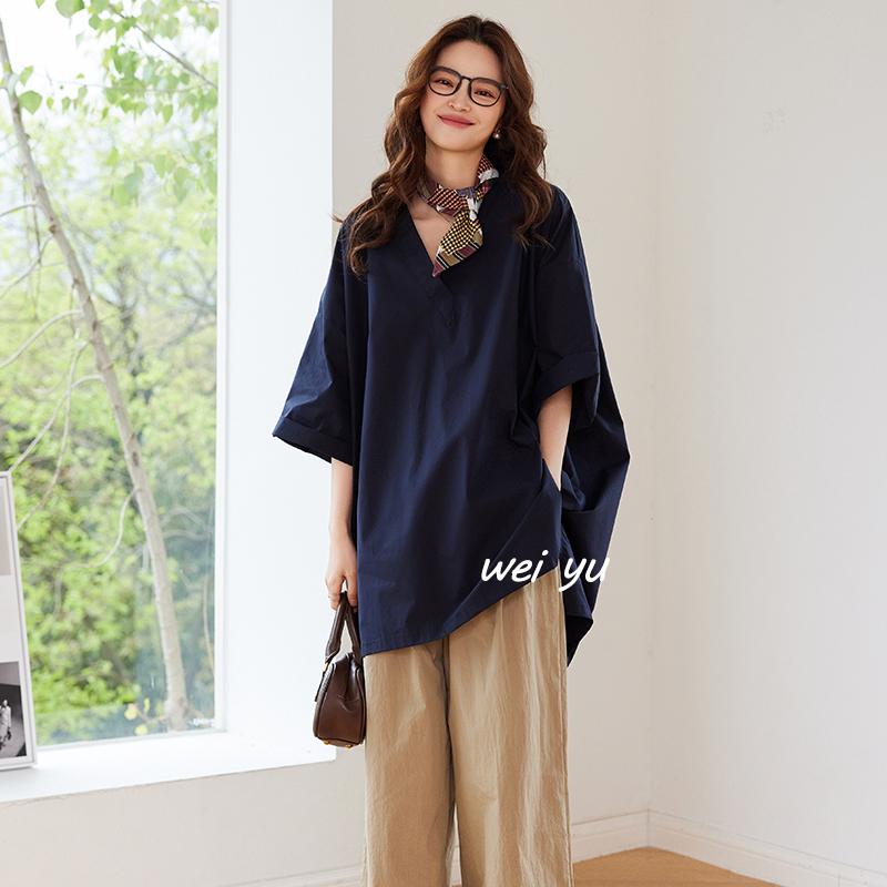 シンプル ベーシック ストレッチ カジュアル きれいめ Vネック シャツ レディース Weiyu 大きめ サイズレディース ハイエンド Tシャツ レディース 2024 夏 無地 カジュアル Vネック mm トップス