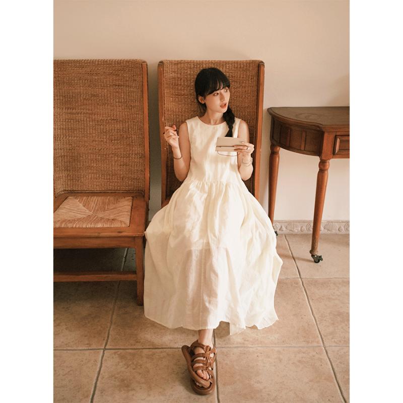 オシャレ かわいい 韓国 ノースリーブ ワンピース ワンピース ドレス おしゃれ DIAMOND◆ レトロ アート 綿 ロング テクスチャー 海辺 ホリデー ドレス ゆったり ノースリーブ ベスト|バランスケア 店