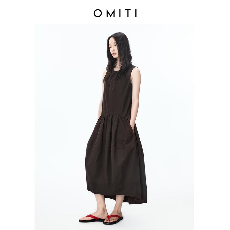 オシャレ かわいい 韓国 ノースリーブ ワンピース スカート　ドレス　ノースリーブ OMITI 省略 通勤 ラウンドネックノースリーブ ドレス 女性 2025 シンプル ベスト