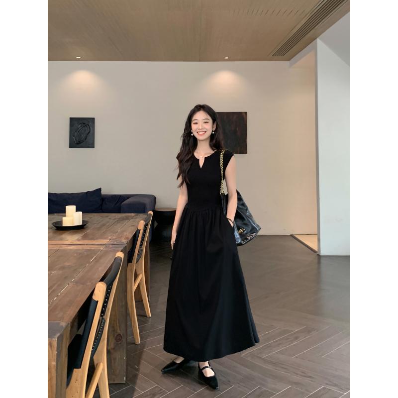 オシャレ 可愛らしい 韓国 ノースリーブ 衣装 スコート 御召しもの ノースリーブ MULVAN 夏用 白いこと V素っ首 衣装 ノースリーブ限りない スコート フレンチ表現スタイル 酉の方角 丈