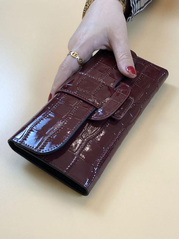 軽さ 多役立つこと  紙入れ 歌留多入れもの なめし革 紙入れ レディース ロング 編成替え 流行り物 クロコダイル 柄大静電容量 折りたたみ 多役立つこと 歌留多保持者 クラッチペダル