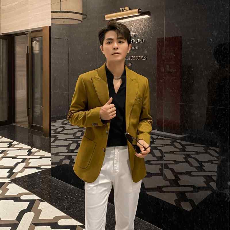 洗える ウォッシャブル オールシーズン おしゃれ スーツ　ジャケット　カジュアル 男性用 ピークド スーツ ハイエンドで クールな 春秋 レトロ 古風お 金 ジャケット な 花婿の 付添 人 ドレス｜バランスケア　店