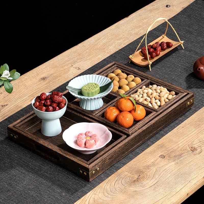 インテリア おしゃれ キッチン用品 家庭用 雑貨 プレート　皿　トレイ の 木製 トレイ ティート レイ デザート ケーキ スナック ドライ フルーツトレイ 炉で 煮た お茶 分割