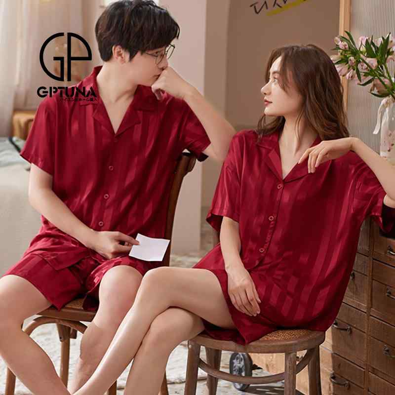 おしゃれ 肌に優しい 快適 ルームウェア メンズ　パジャマ　上下 GP ウェディング パジャマ 新婚 カップル スーツ レッド 女性 夏 シルク 薄手 誕生 年 メンズ ホームウェア