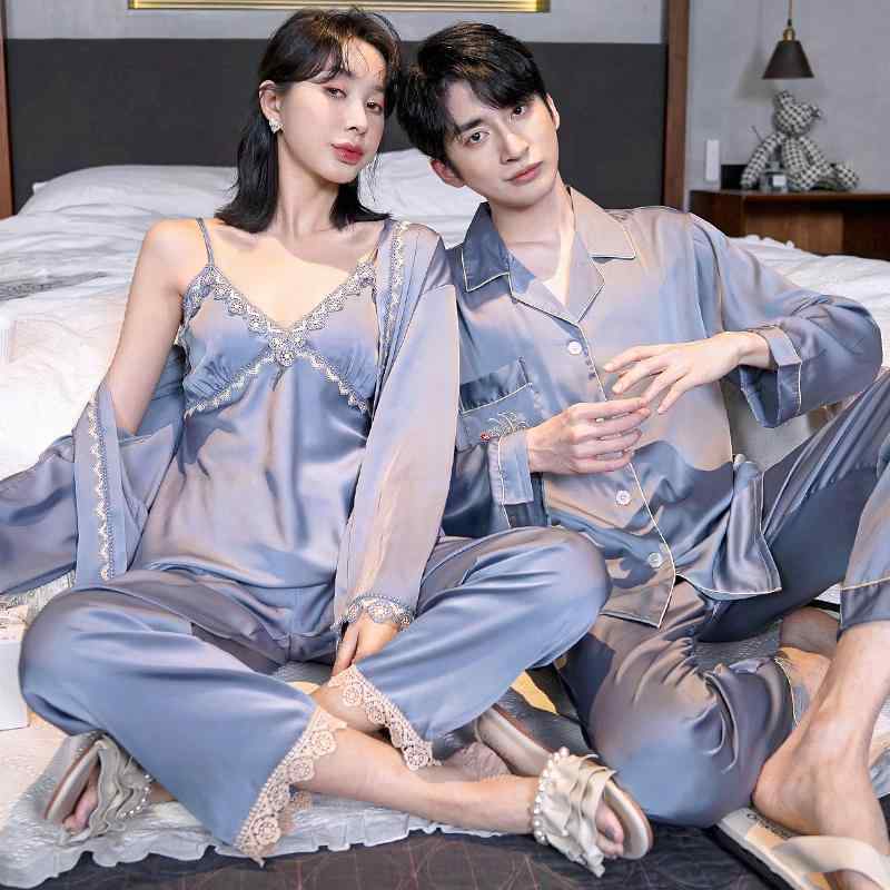 おしゃれ 肌に優しい 快適 ルームウェア メンズ　パジャマ　上下 シルク サスペンダー パジャマ レディース セクシー スリーピーススーツ 2025 夏 冷感 カップル ホームウェア メンズ 春秋｜バランスケア　店