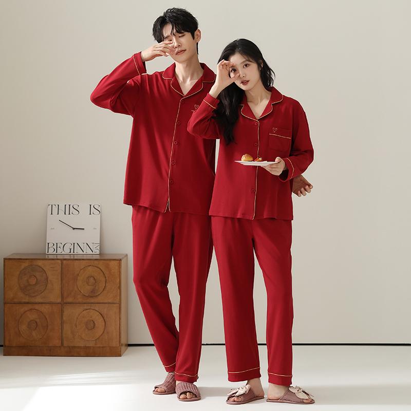 おしゃれ 肌に優しい 快適 ルームウェア メンズ　パジャマ　上下 Sixinfang カップル パジャマ レディース 春秋 綿 長袖 結婚式 赤お祝い メンズ ホーム 服 12,320円