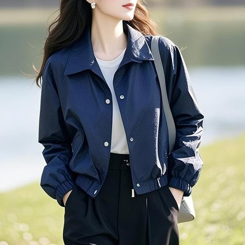 韓国 女性ジャケット おしゃれ きれいめ シンブル 体型カバー レディース　コート　ジャケット の スタイル 2025 ホット スプリング カジュアル 万能 ジャケット 小柄な レディース ブルー ショート