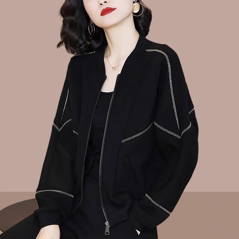 韓国 成人女性上衣 今めかしい 好いたらしいめ シンブル 体型覆いかぶせる レディース 厚地の外套 上衣 レディース 遊撃手 上衣 烏兎 2025 ファスナー ジレー スウェーター 野球 熱っぽい 表現スタイル