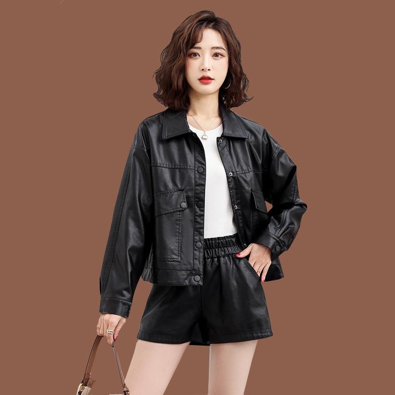 韓国 女性ジャケット おしゃれ きれいめ シンブル 体型カバー レディース　コート　ジャケット Haining 革 ジャケット レディース ショート 2025 春秋 ファッション ゆったり カジュアル シープスキンジャケット コート｜バランスケア　店
