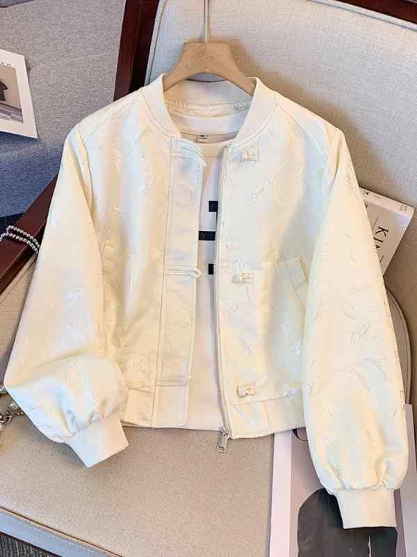 韓国 女性ジャケット おしゃれ きれいめ シンブル 体型カバー レディース コート ジャケット 白い チャイナ風 野球 ジャケット レディース キルティング 2025 早春秋 薄手 秋冬 ショート