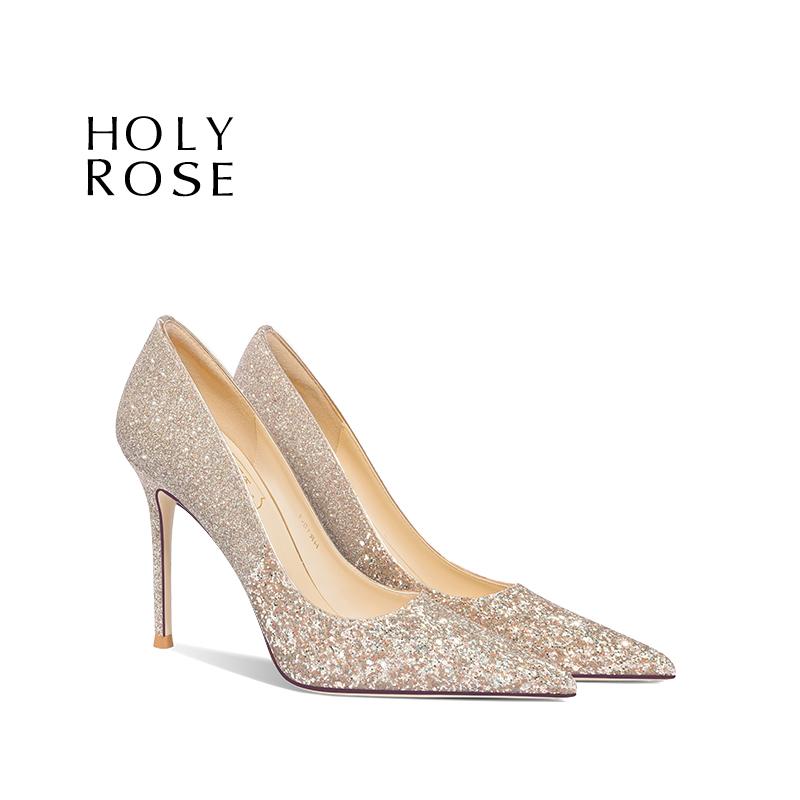 ウェディング シューズ 結婚式 パンプス キラキラ ハイヒール シューズ レディース HolyRose 成人 式 2025新 スタイル ゴールド ハイヒール ブライダル ウェディング シューズ 女性 ホスト ドレス 春秋 ブライズメイド