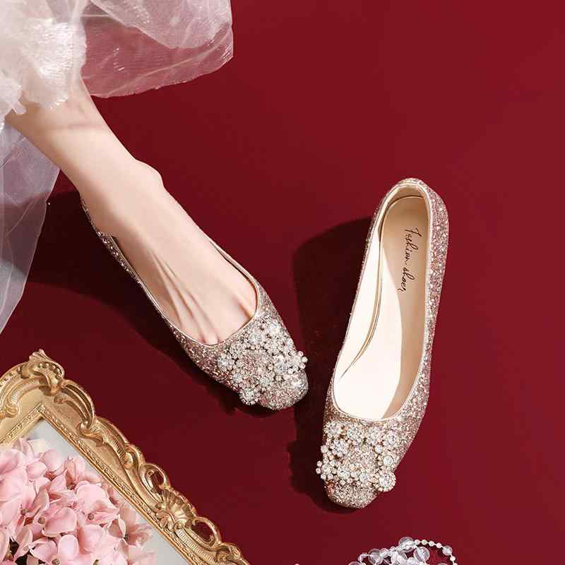 ウェディング シューズ 結婚式 パンプス キラキラ ハイヒール　シューズ　レディース 女性用 厚底 ウェディングシューズ 2025年 クリスタル ウェディングドレス ブライダル シューズ 疲れにくい ドレス Xiuhe スクエアバックル ハイヒール｜バランスケア　店