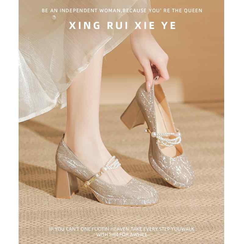 ウェディング シューズ 結婚式 パンプス キラキラ ハイヒール　シューズ　レディース 美しい ブライダル シューズ Hexiu ウェディングドレス 双方向の 厚手 ヒール 防水の ある 靴 底 婚約の 小さい シャンパン スパンコール ハイヒール｜バランスケア　店