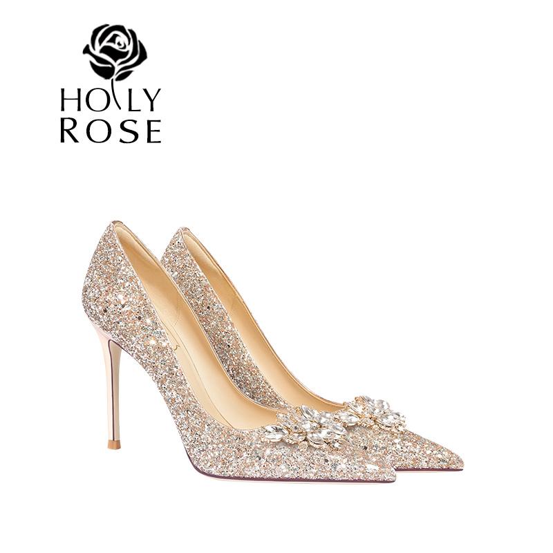 ウェディング シューズ 結婚式 パンプス キラキラ ハイヒール　シューズ　レディース HolyRose ウェディングシューズ 婦人 パーティー ドレス シューズ ブライダル 婚約 ハイヒール 足が 疲れにくい ピンヒール プリンセス シングル