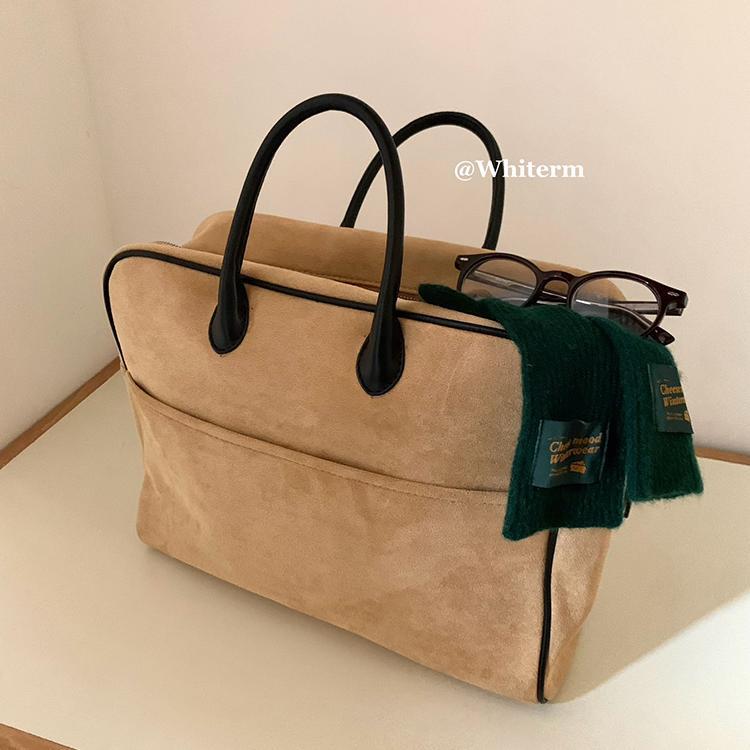 大容量 収納バッグ 防水バッグ 大きい袋 バッグ　収納　梱包 Rourou Chen Whiterm 韓国 秋冬 レトロ スエード ステッチ ハンドバッグ 大きめ カジュアル 通勤 ショルダーバッグ 5,244円