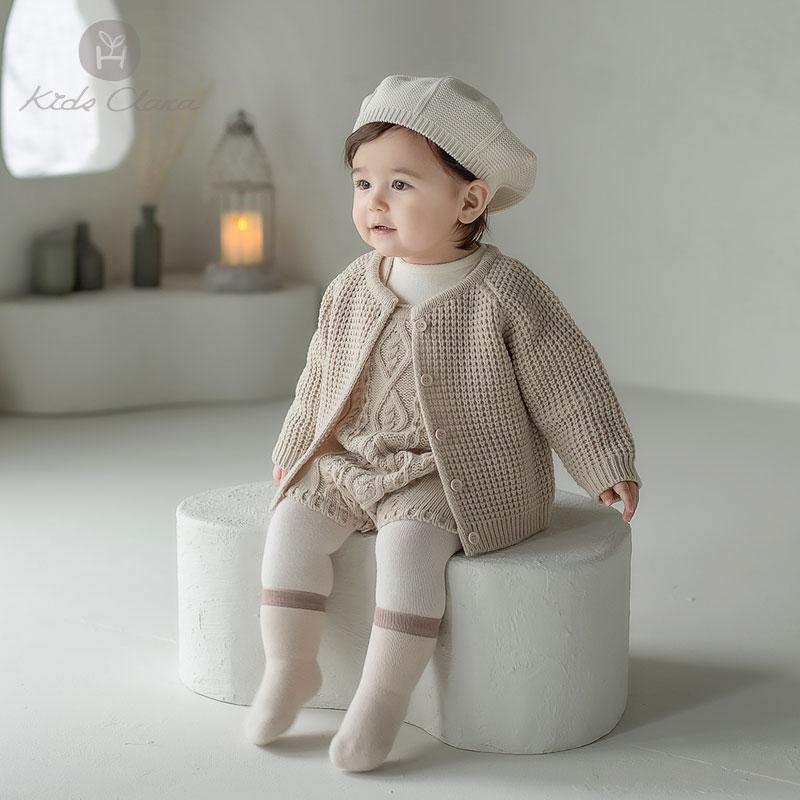 子ども服 ベビー服 赤ちゃん服 暖かい カワイイ おしゃれ 子供服 ニット セーター KIDSCLARA 韓国 ベビー ニットカーディガン 2025 早春 女児 長袖 セーター ジャケット|バランスケア 店