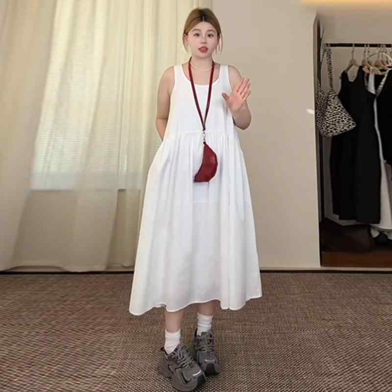 キャミワンピ 無地 ロング丈 ペチコート キャミソール　トップス　レディース 大きいサイズ 白い ゆったり お腹 カバー キャミソール ベスト ロング スカート 女性用 夏 太 mm スリム 優しい U ネック ドレス