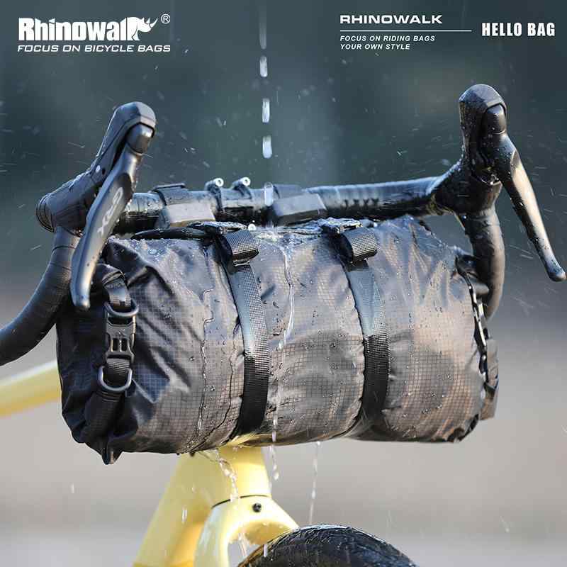 無地 黒 濡れ防止 装着簡単 防水 大容量 自転車　ホルダー　バッグ Rhino 自転車 フロント バッグ 吊り下げ バッグ大容量 マウンテンロード バイク サイクリング 装備 防水 ハンドル バー 車用 ファースト
