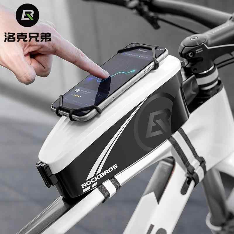 無地 黒 濡れ防止 装着簡単 防水 大容量 自転車　ホルダー　バッグ ロック ブラザーズ 自転車 バッグ トップ チューブ フロント ビーム ヘッド ハードシェル スマートフォン マウンテンロード バイク ライディングギア