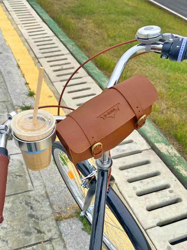 無地 黒 濡れ防止 装着簡単 防水 大容量 マウンテンバイク　ホルダー　バッグ レトロ 自転車 ユニバーサル レザーバッグ ハンドル バー バッグ 装飾 アクセサリー フロント サドルバッグ