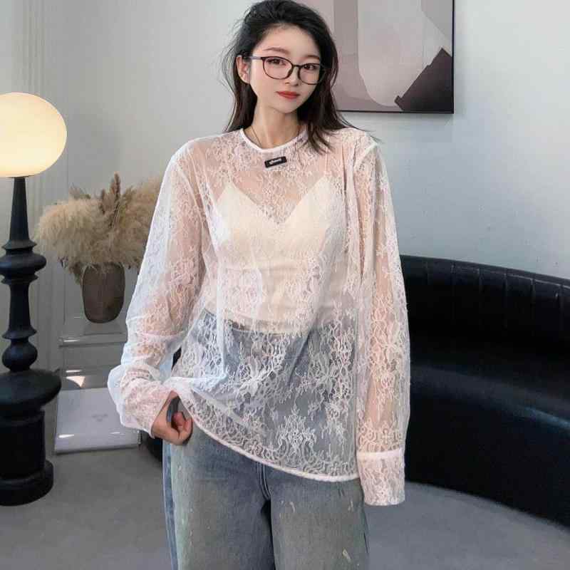 快適 フェミニン かわいい おしゃれ レディース　ニット　レース　シルク FIZZFLY | 25 SS 春 レース ロングスリーブ