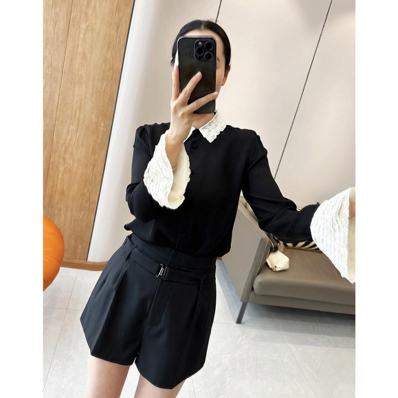 快適 フェミニン かわいい おしゃれ レディース　シャツ　レース　シルク C 4114 Fashion Parisの 古風 店舗は 驚く ほど 美しいです 軽量で 厚手 レース シルクシャツ