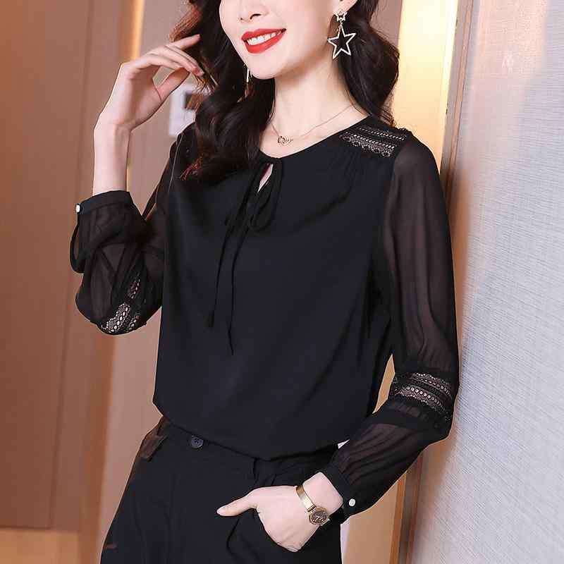 上品 エレガント 贅沢 美シルエット レディース　シャツ　レース 女性用 ブラック シルク トップス 2025 春 ゆったり 優しい フレンチ シルクシャツ おしゃれ 商品 小さい シャツ
